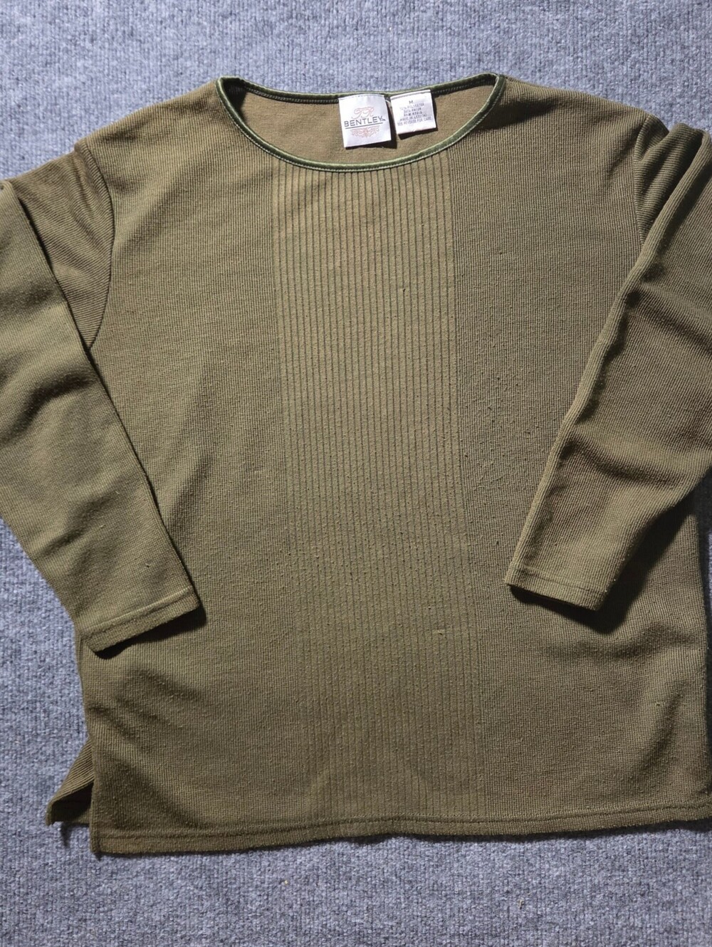 TR Bentley Olive Green Long Sleeve Knit Sweater Medium - Picture 8 of 8